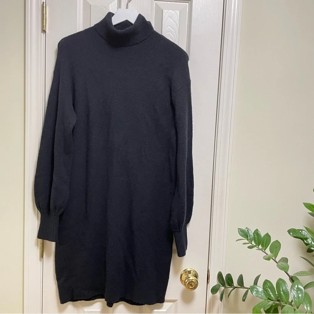 JCrew Black Turtle Neck sweater Dress in Super soft yarn M